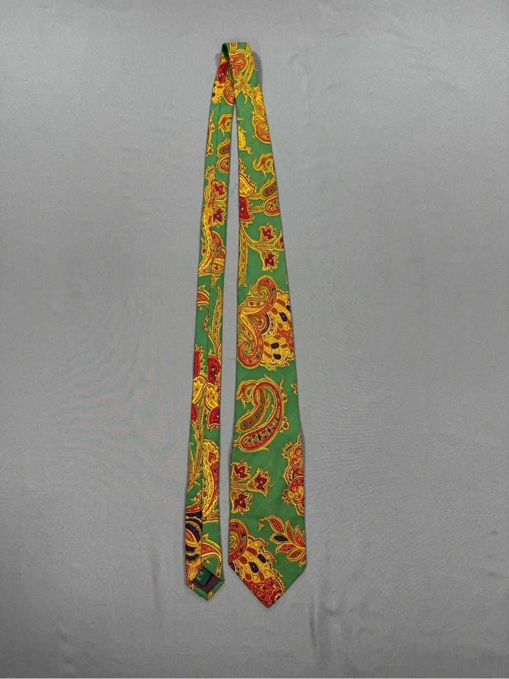 J. Crew Green Paisley Silk Necktie with Multicolor Accents